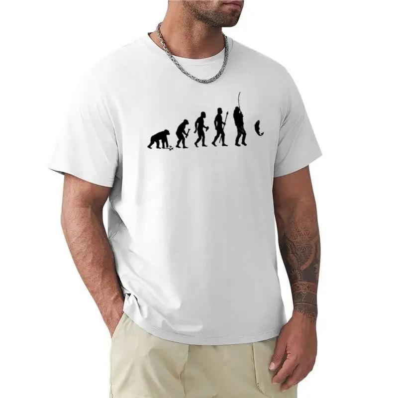 Evolution Of Man and Fishing 남성용 오버사이즈 티셔츠, 히피 의류, 그래픽 티셔츠, 헤비웨이트 티셔츠